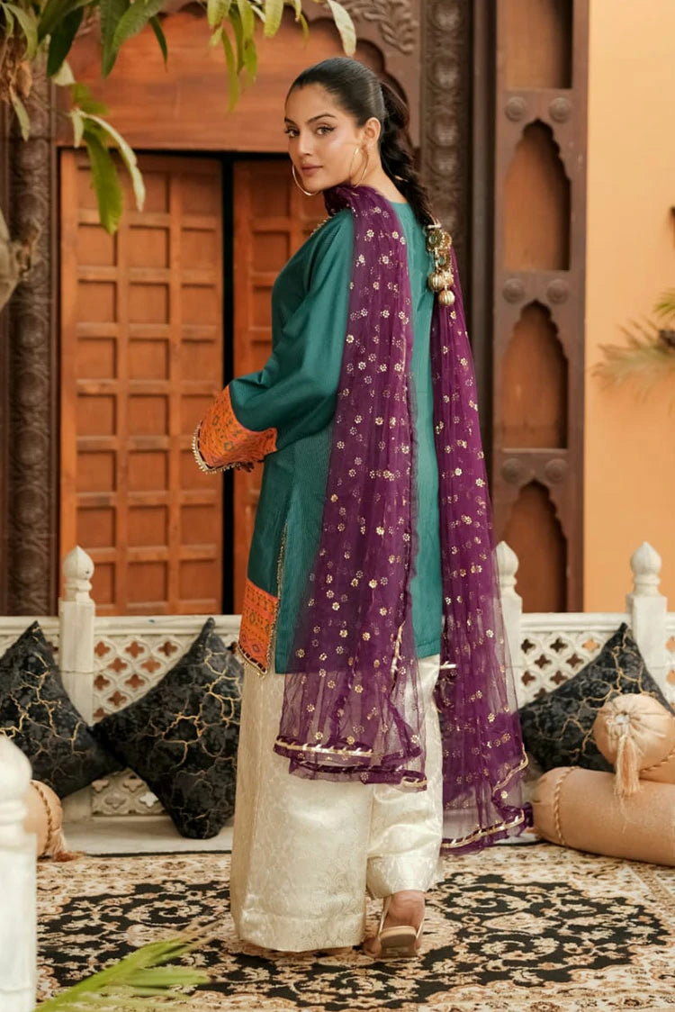 Picture of Abar - Farah Jawahir Collection - 3 Piece - Jade Sea Green - Available at Raja Sahib