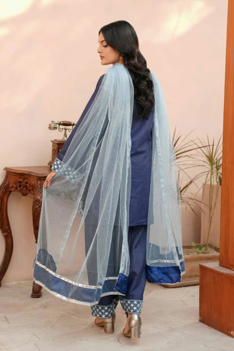 Picture of Abar - Farah Jawahir Collection - 3 Piece - Sapphire Blue - Available at Raja Sahib