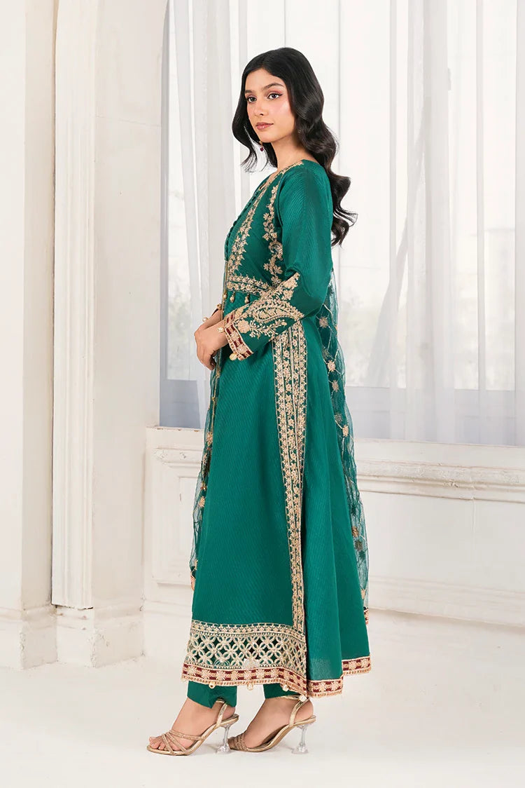 Picture of Khubsurat - 3 Piece Ready To Wear - Bottle Green - 4008-KH-SKTN - Available at Raja Sahib