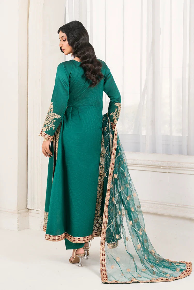 Picture of Khubsurat - 3 Piece Ready To Wear - Bottle Green - 4008-KH-SKTN - Available at Raja Sahib