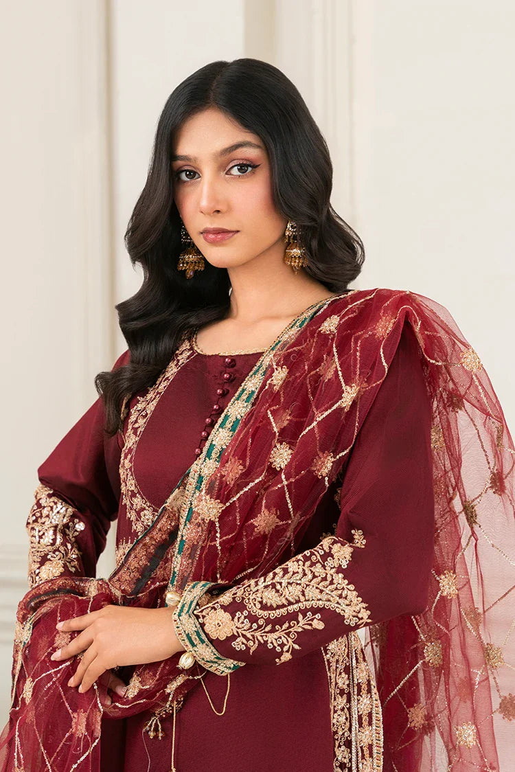 Picture of Khubsurat - 3 Piece Ready To Wear - Maroon - 4008-KH-SKTN - Available at Raja Sahib