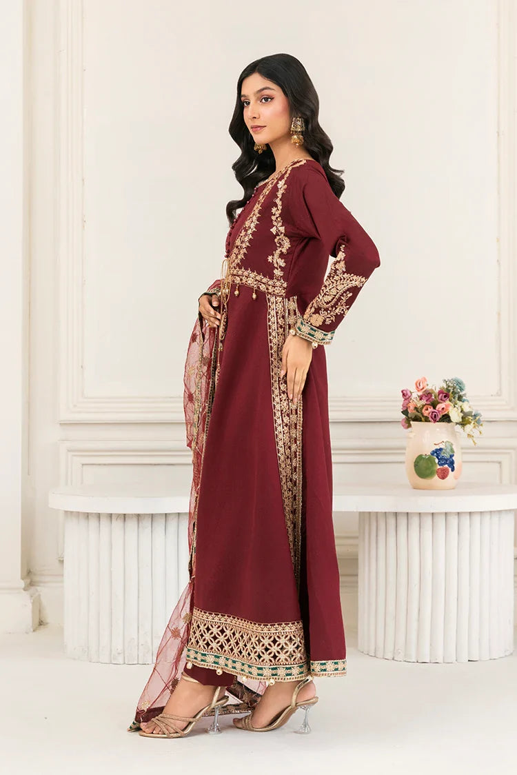 Picture of Khubsurat - 3 Piece Ready To Wear - Maroon - 4008-KH-SKTN - Available at Raja Sahib