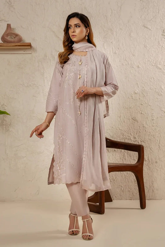Khubsurat - 3 Pieces Ready To Wear - Lilac - 4040-KH-CT
