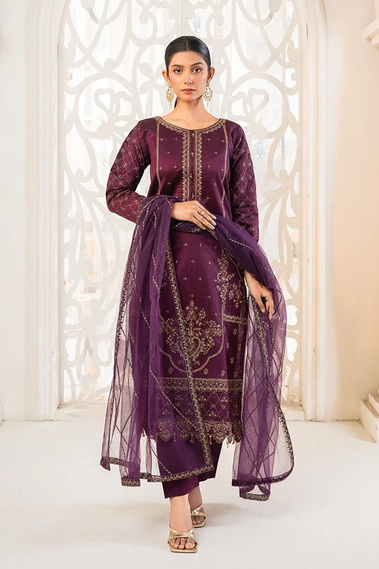Picture of Khubsurat - 3 Piece Stitched Embroidered - Plum - 4041-KH-SKTN - Available at Raja Sahib