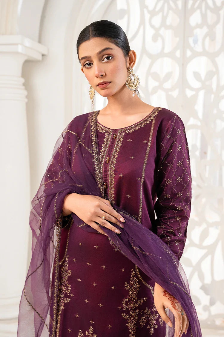 Picture of Khubsurat - 3 Piece Stitched Embroidered - Plum - 4041-KH-SKTN - Available at Raja Sahib