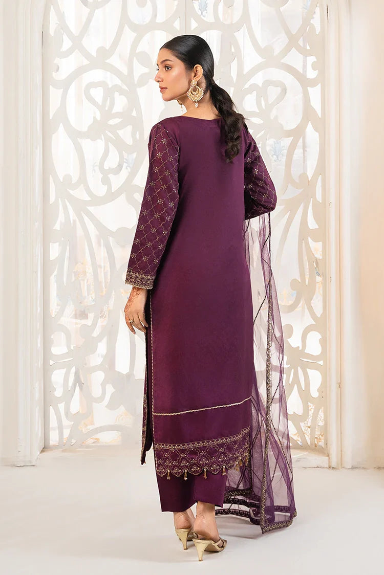 Picture of Khubsurat - 3 Piece Stitched Embroidered - Plum - 4041-KH-SKTN - Available at Raja Sahib
