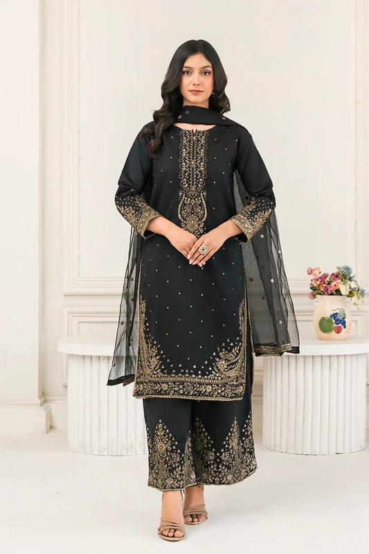 Khubsurat - 3 Piece Ready To Wear - Black - 4089-KH-SKTN