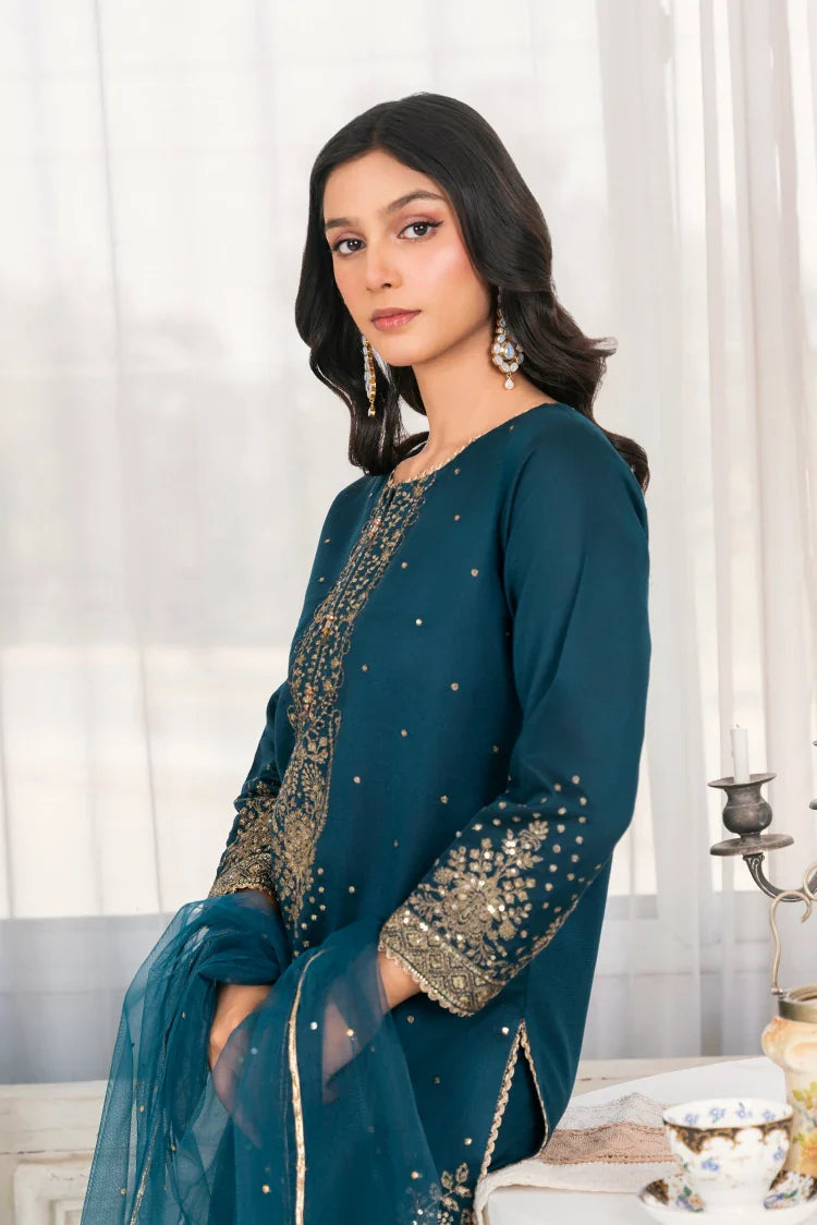 Picture of Khubsurat - 3 Piece Ready To Wear - Teal - 4089-KH-SKTN - Available at Raja Sahib