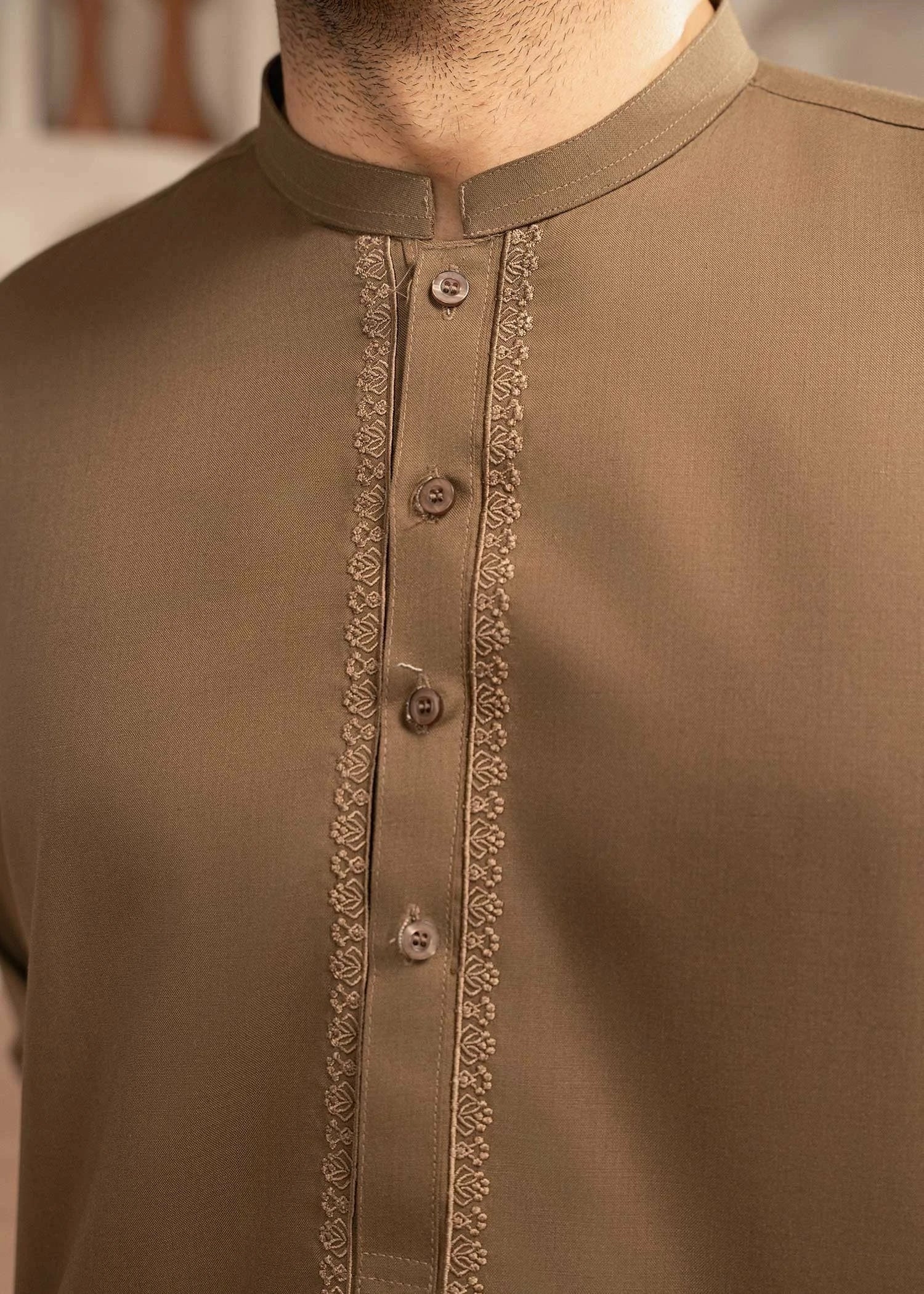 Picture of Wash & Wear | Brown Ban Shalwar Kameez - Available at Raja Sahib