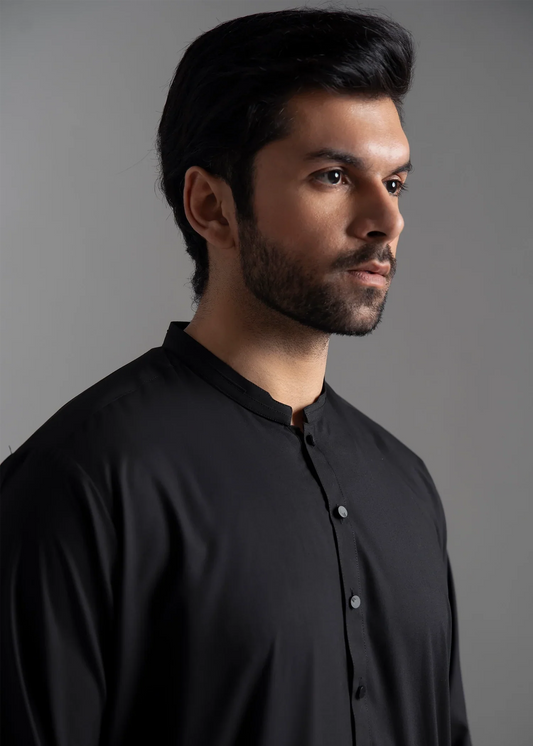 Picture of Wash & Wear | Black Ban Shalwar Kameez - Available at Raja Sahib