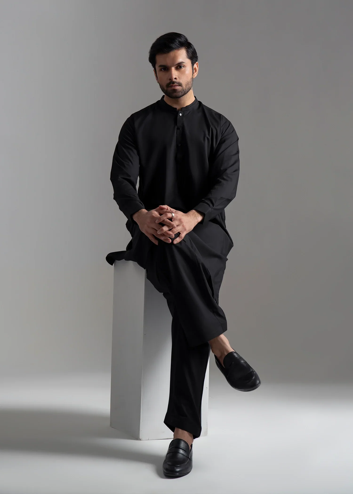 Picture of Wash & Wear | Black Ban Shalwar Kameez - Available at Raja Sahib