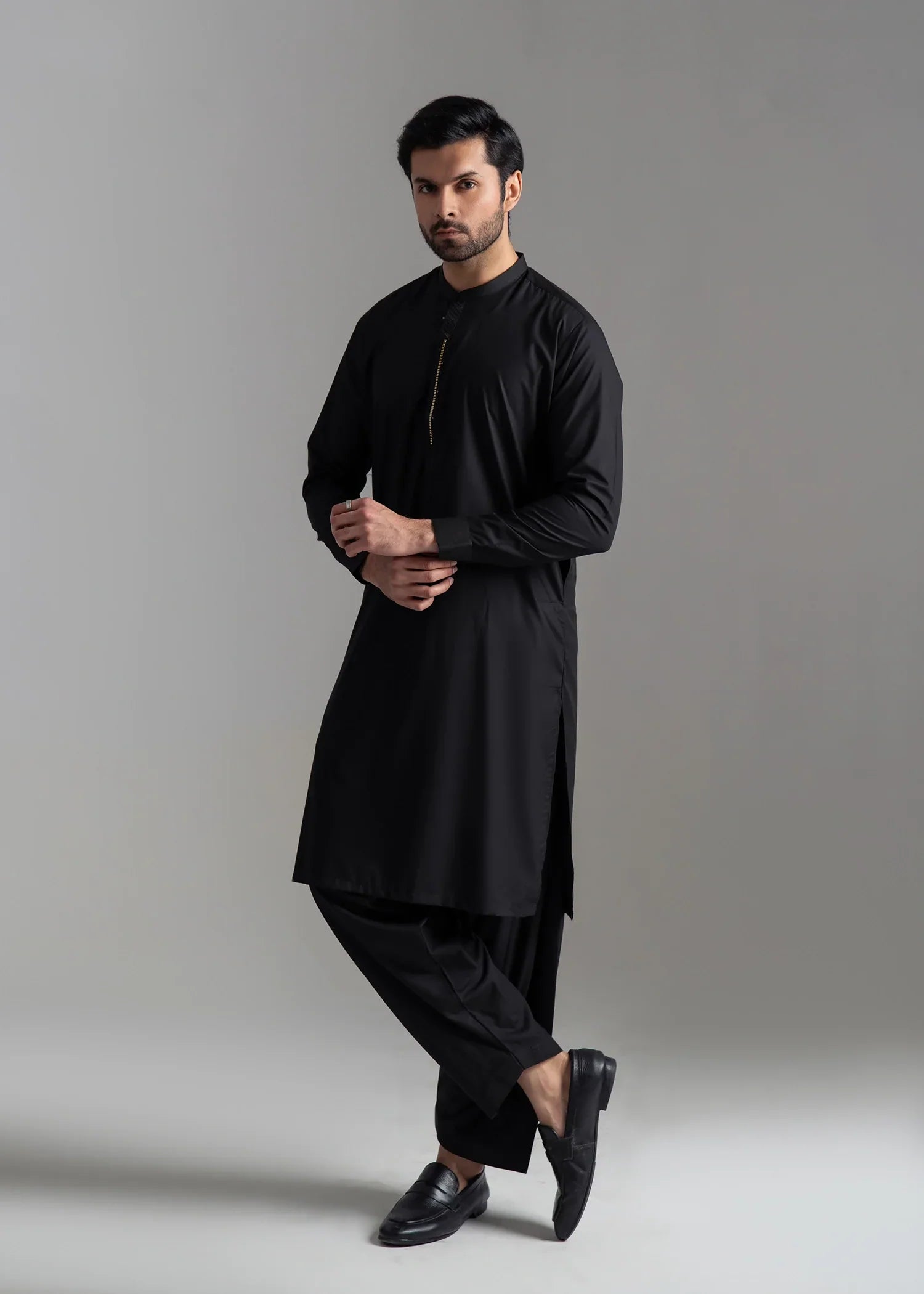 Picture of Wash & Wear | Black Ban Shalwar Kameez - Available at Raja Sahib