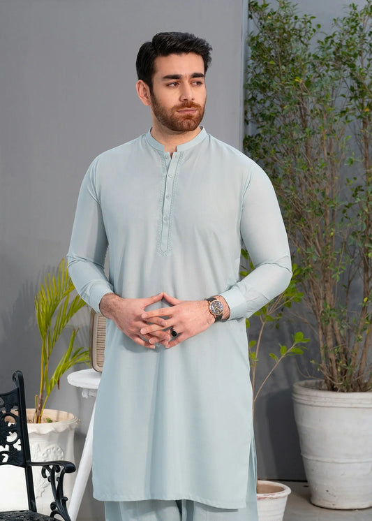 Picture of Wash & Wear | Light Green Ban Shalwar Kameez - Available at Raja Sahib