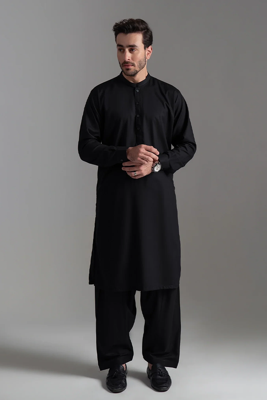 Picture of Wash & Wear | Black Ban Shalwar Kameez - Available at Raja Sahib
