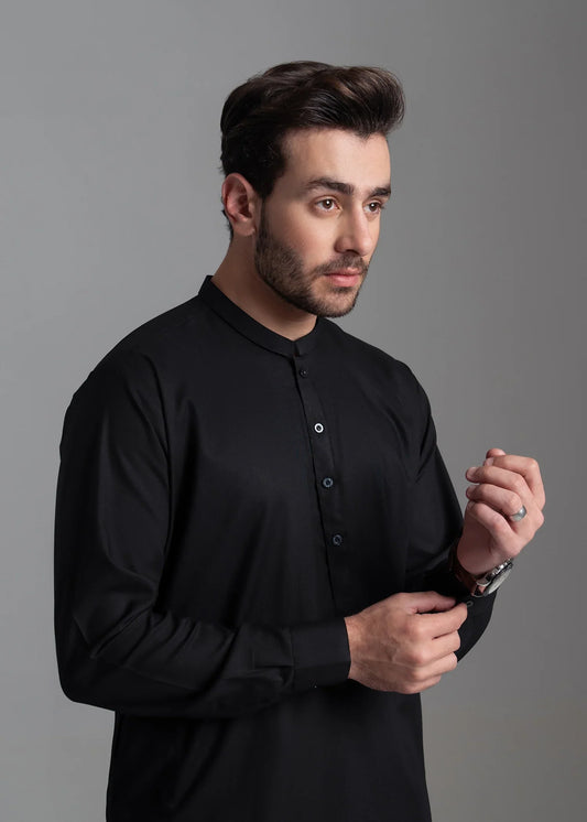 Picture of Wash & Wear | Black Ban Shalwar Kameez - Available at Raja Sahib