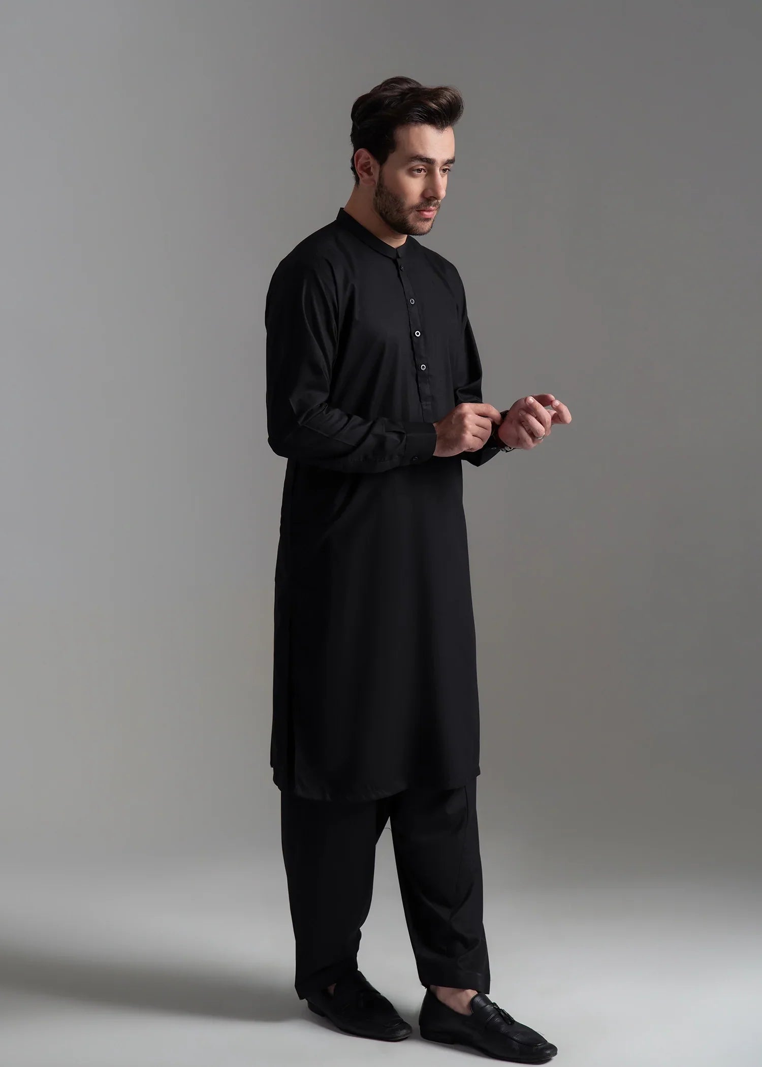 Picture of Wash & Wear | Black Ban Shalwar Kameez - Available at Raja Sahib