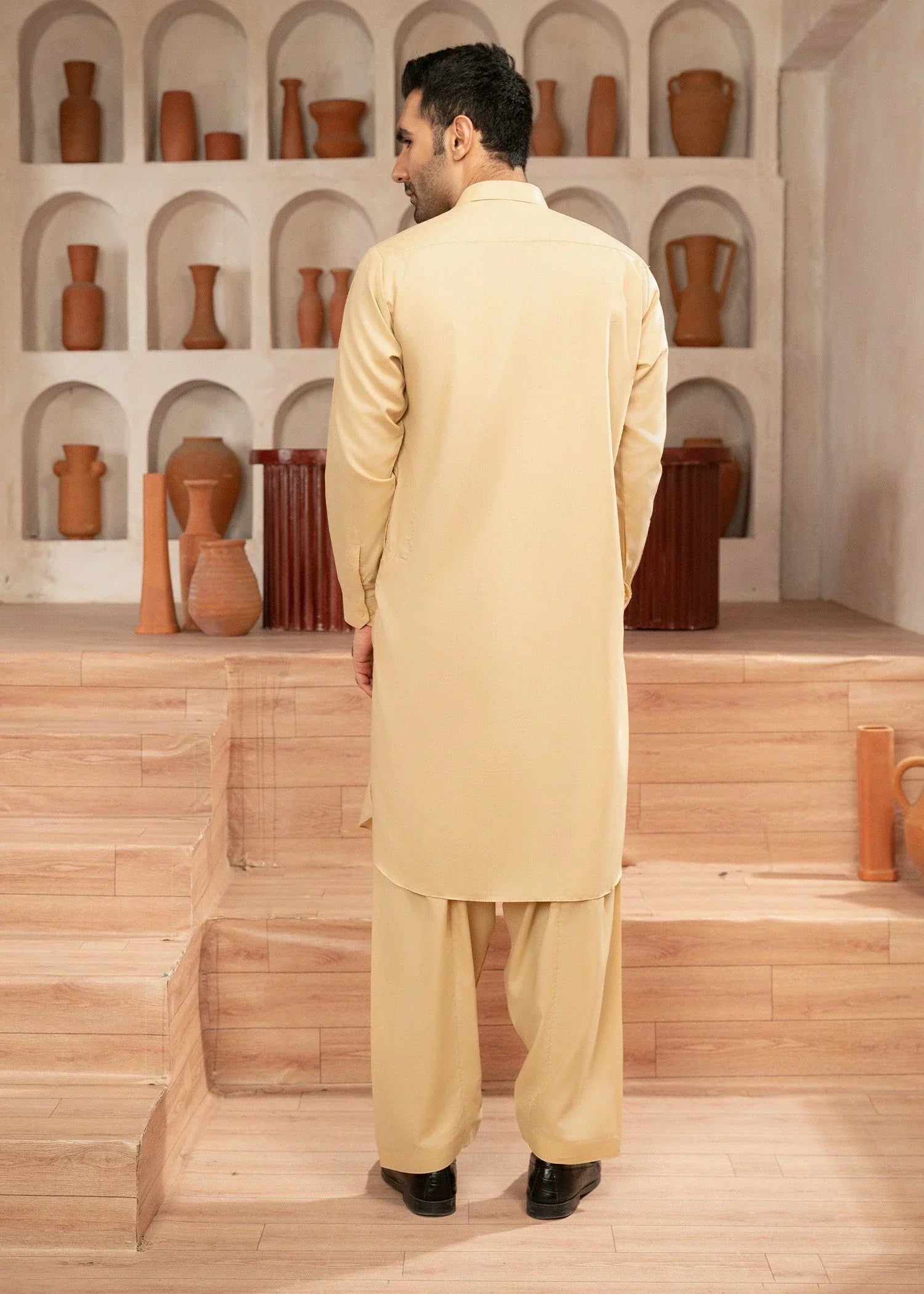Picture of Wash & Wear | Skin Collared Shalwar Kameez - Available at Raja Sahib