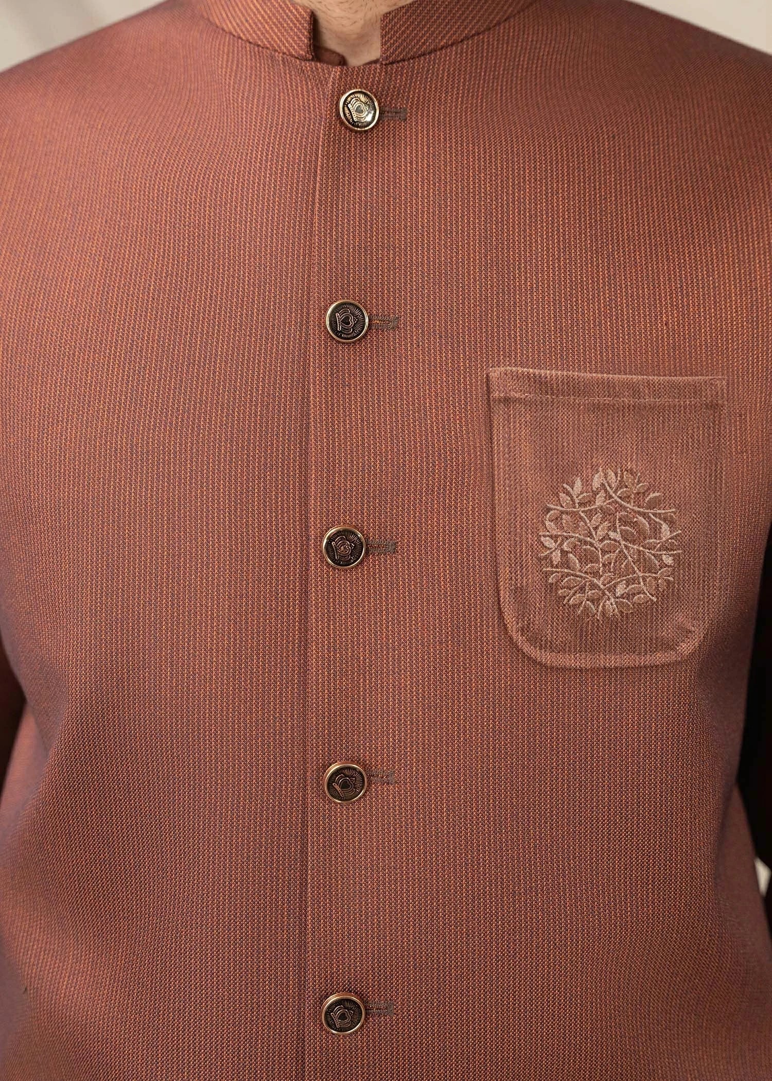 Picture of Platinum Rust | Waist Coat Ceremonial - Available at Raja Sahib