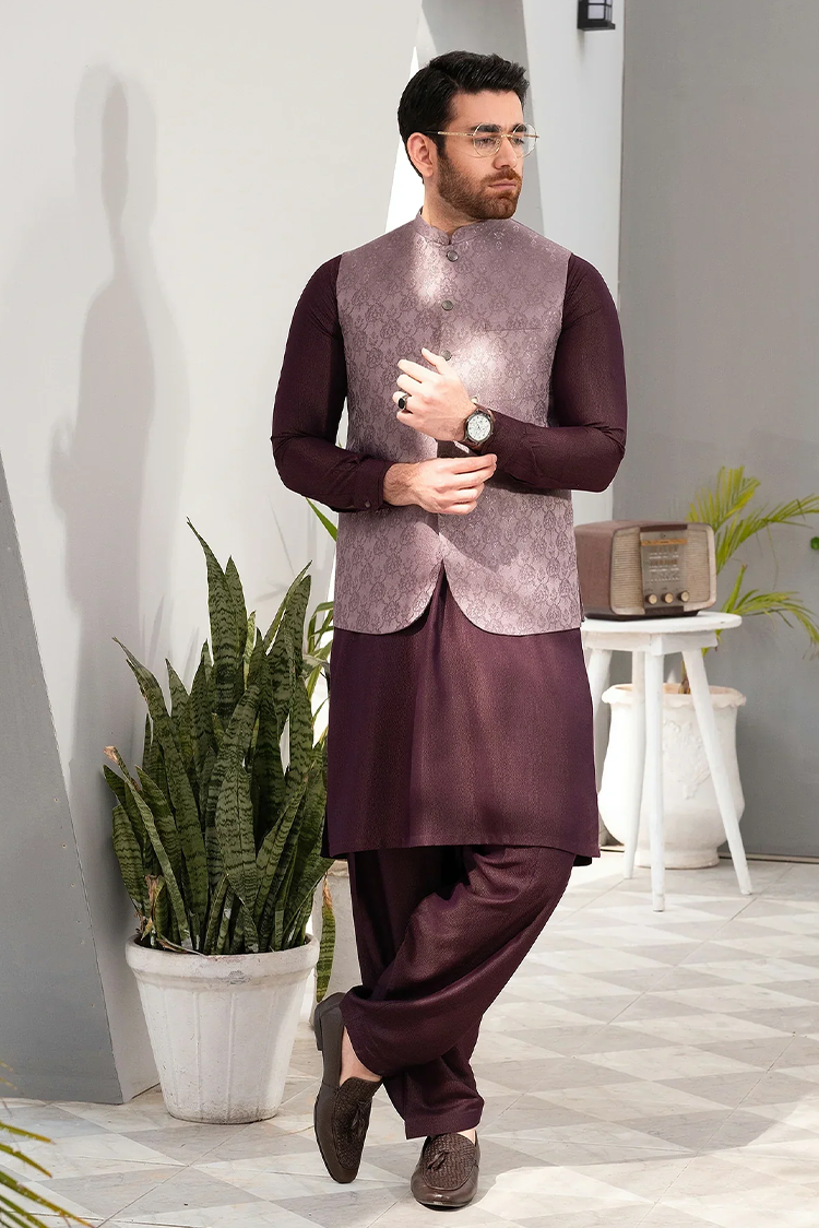 Picture of Platinum Purple | Waist Coat Ceremonial - Available at Raja Sahib