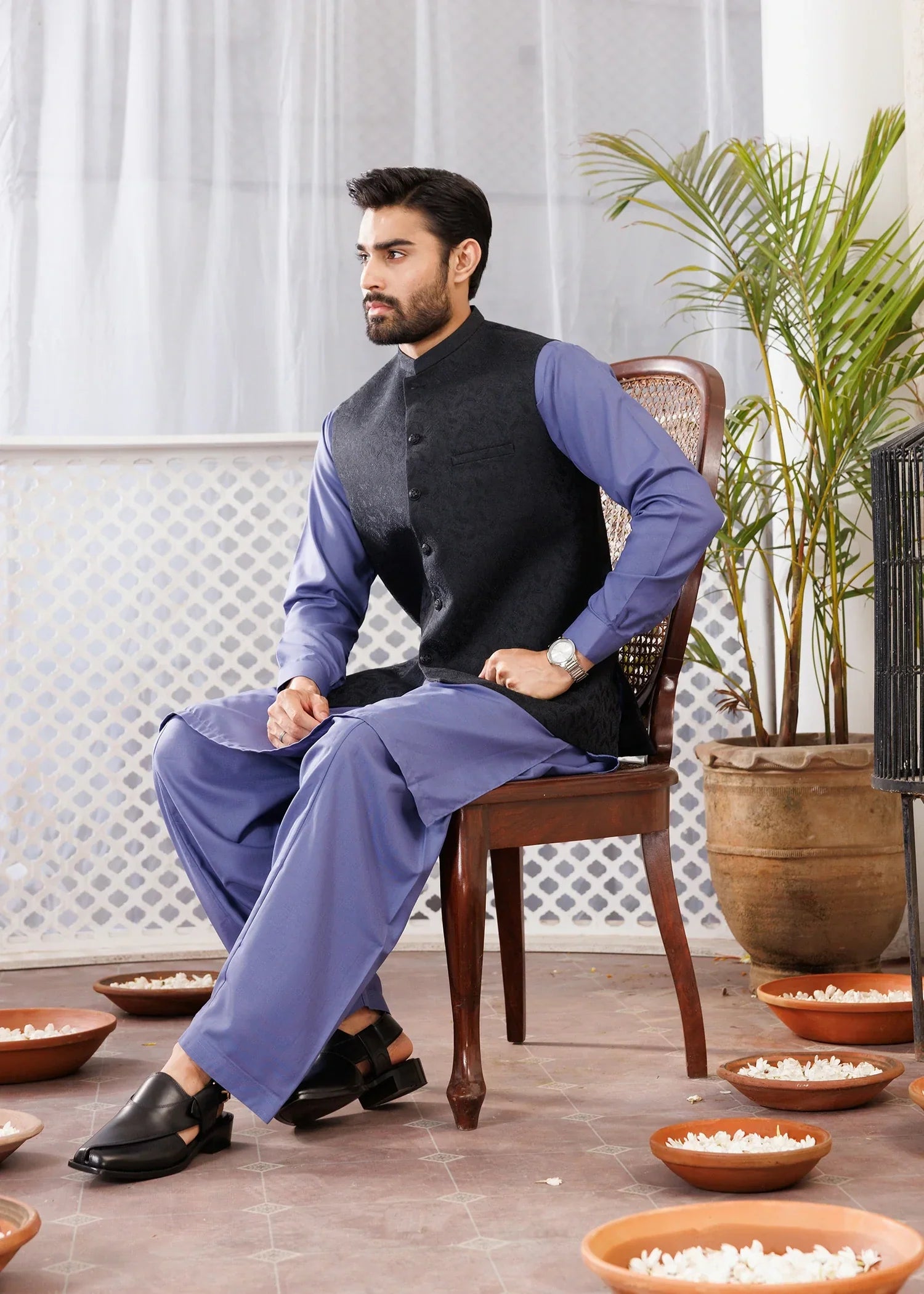 Picture of Platinum Signature Black | Waist Coat Ceremonial - Available at Raja Sahib