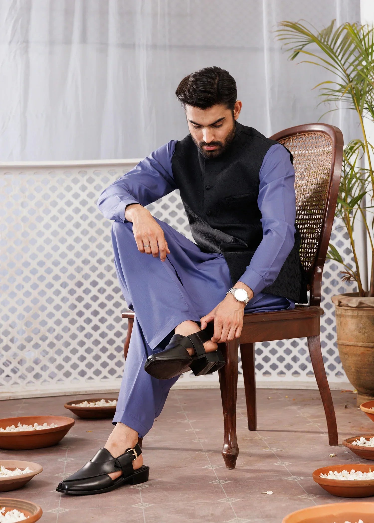 Picture of Platinum Signature Black | Waist Coat Ceremonial - Available at Raja Sahib