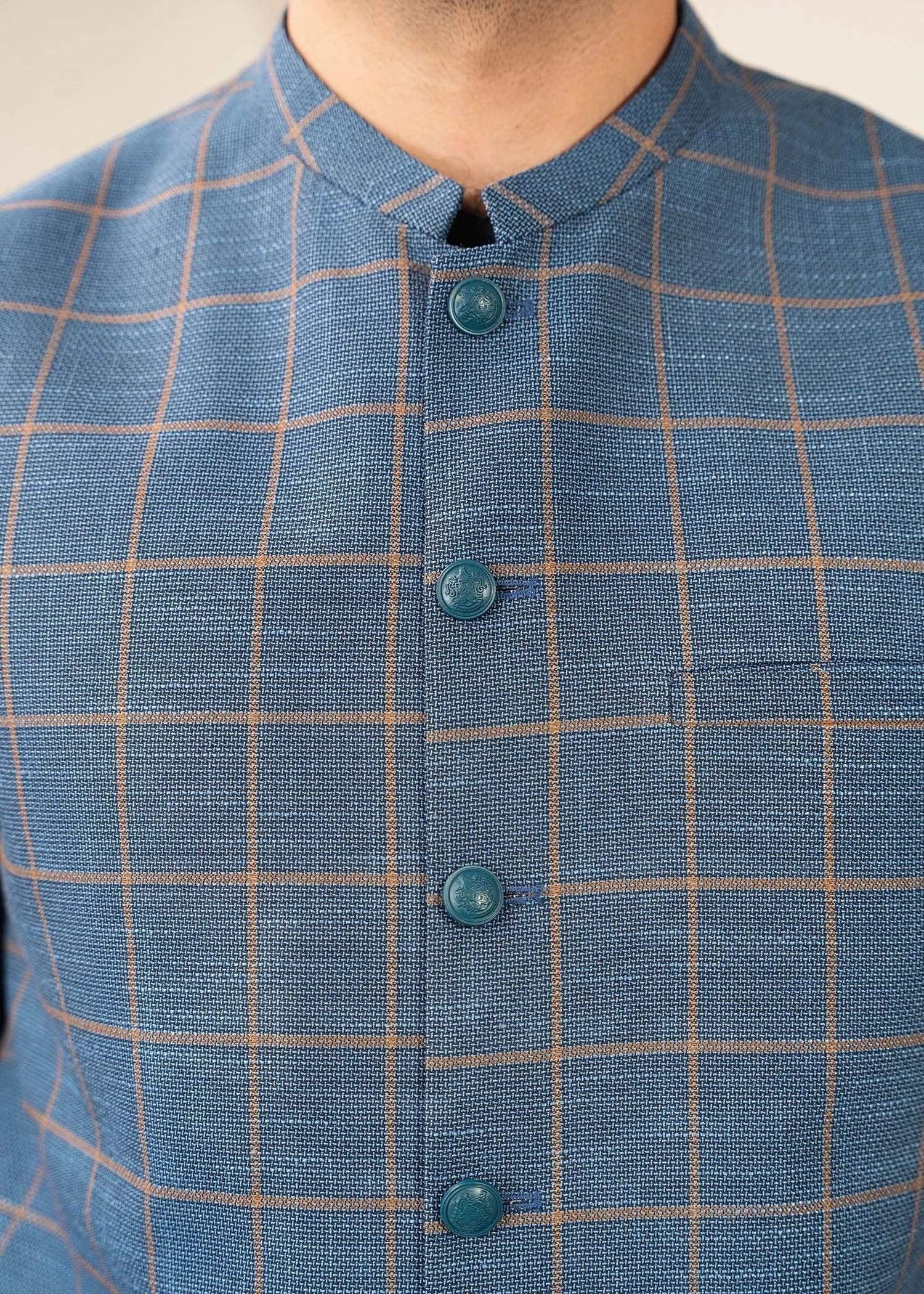 Picture of Platinum Blue | Waist Coat Ceremonial - Available at Raja Sahib