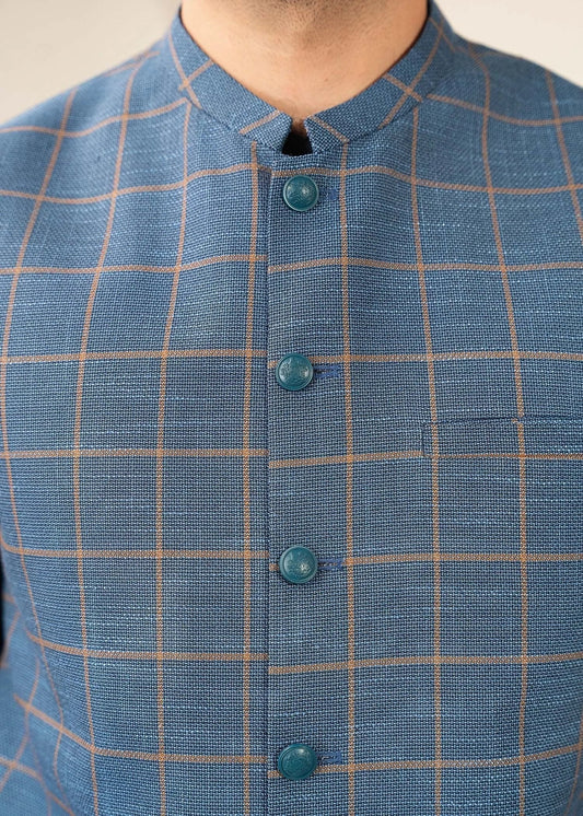 Picture of Platinum Blue | Waist Coat Ceremonial - Available at Raja Sahib