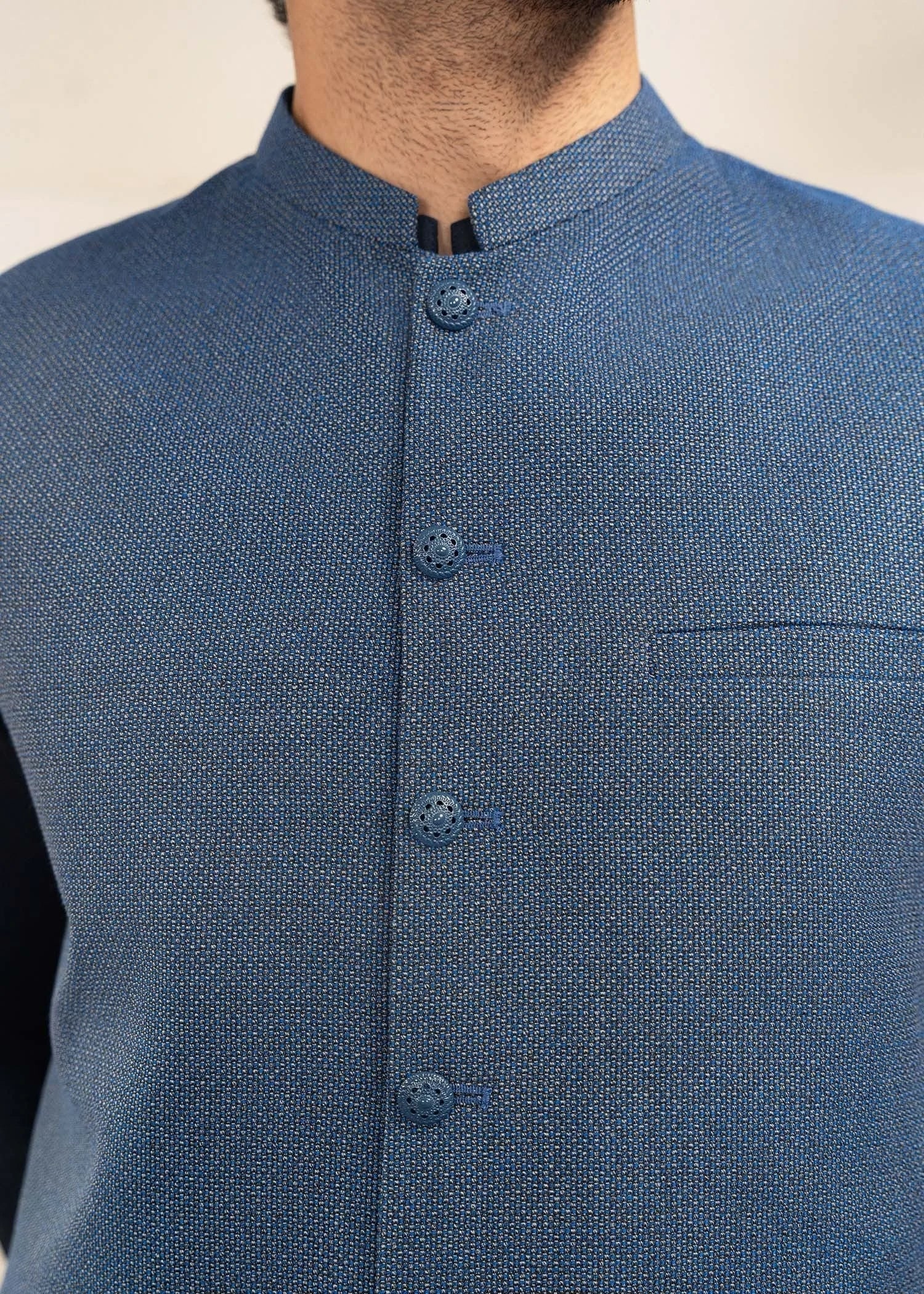 Picture of Platinum Blue | Waist Coat Ceremonial - Available at Raja Sahib