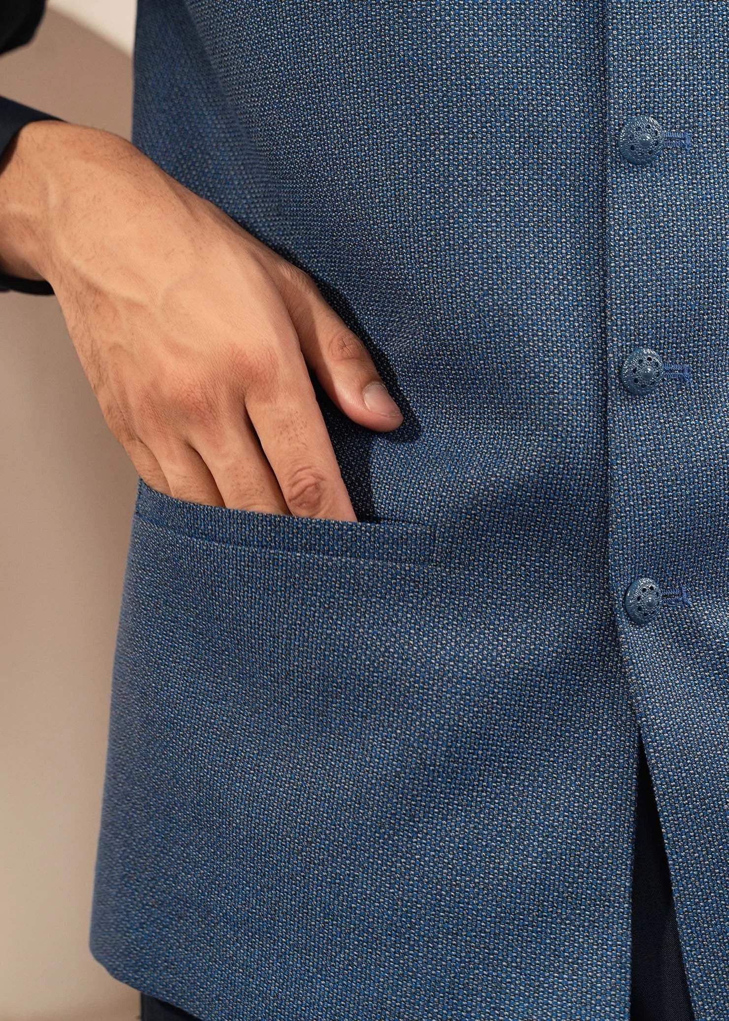 Picture of Platinum Blue | Waist Coat Ceremonial - Available at Raja Sahib