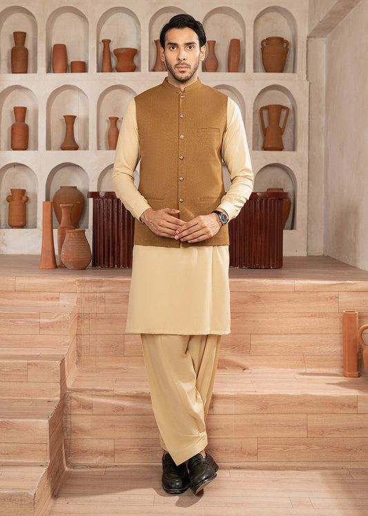 Picture of Platinum Mustard | Waist Coat Ceremonial - Available at Raja Sahib