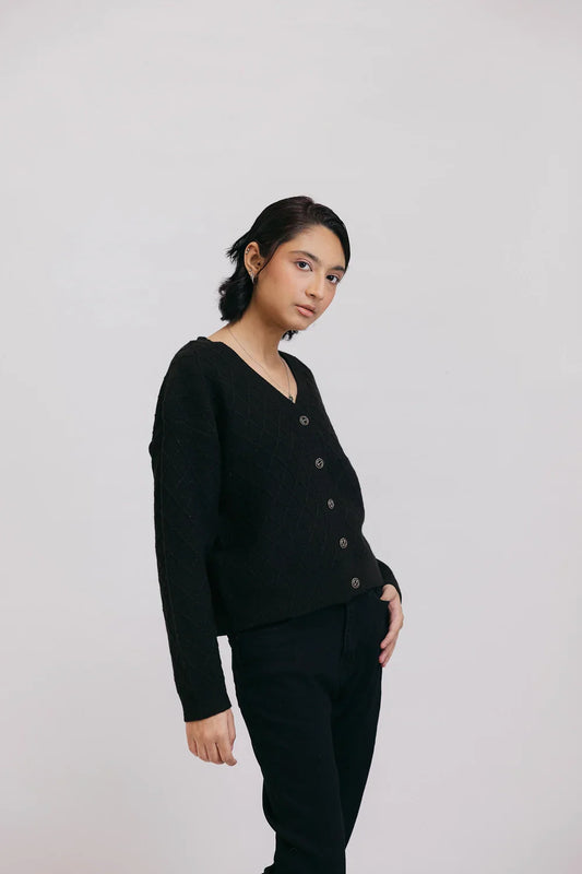 Picture of Ellena - Full Sleeves V-Neck Cardigan Sweater - Available at Raja Sahib