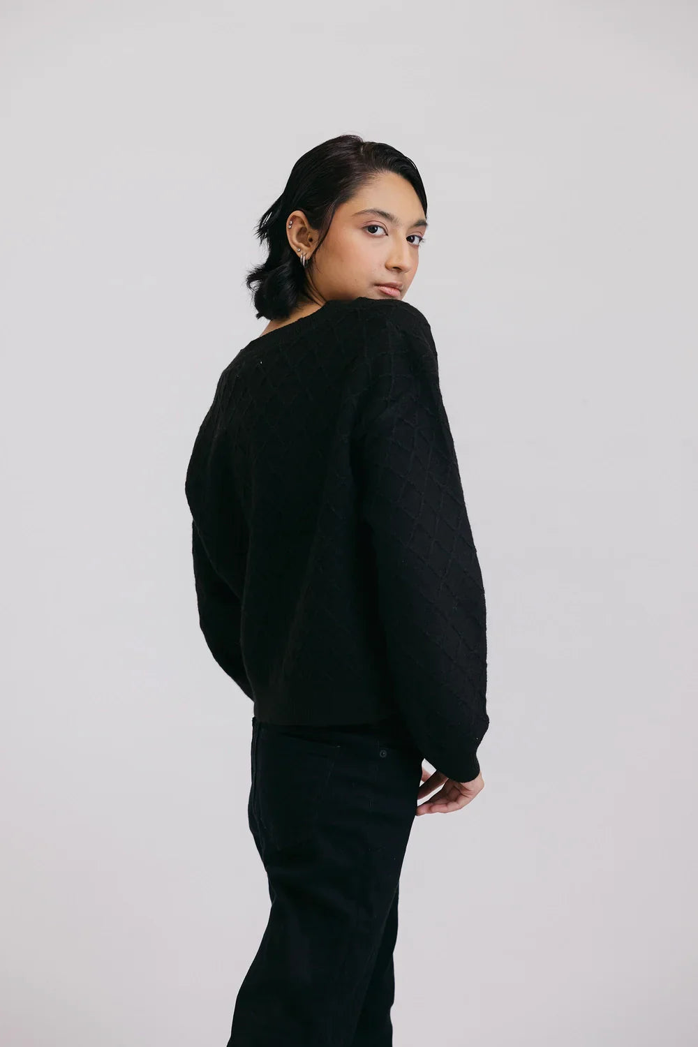 Picture of Ellena - Full Sleeves V-Neck Cardigan Sweater - Available at Raja Sahib