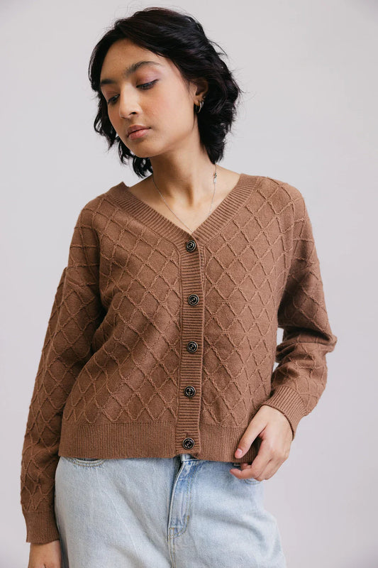 Picture of Ellena - Full Sleeves V-Neck Cardigan Sweater - Available at Raja Sahib