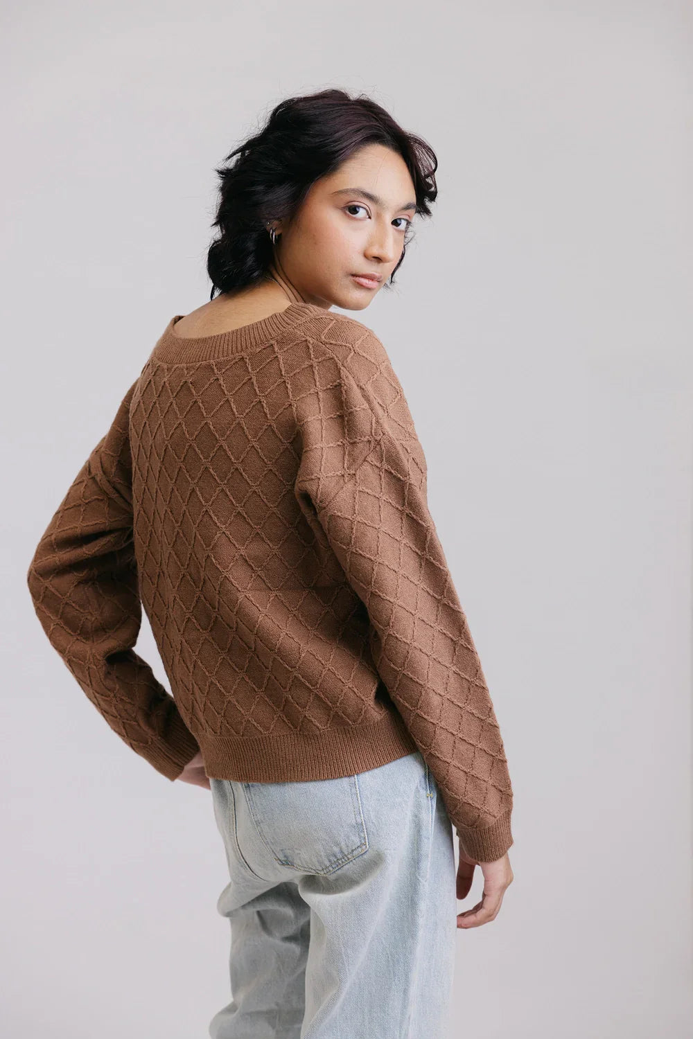 Picture of Ellena - Full Sleeves V-Neck Cardigan Sweater - Available at Raja Sahib