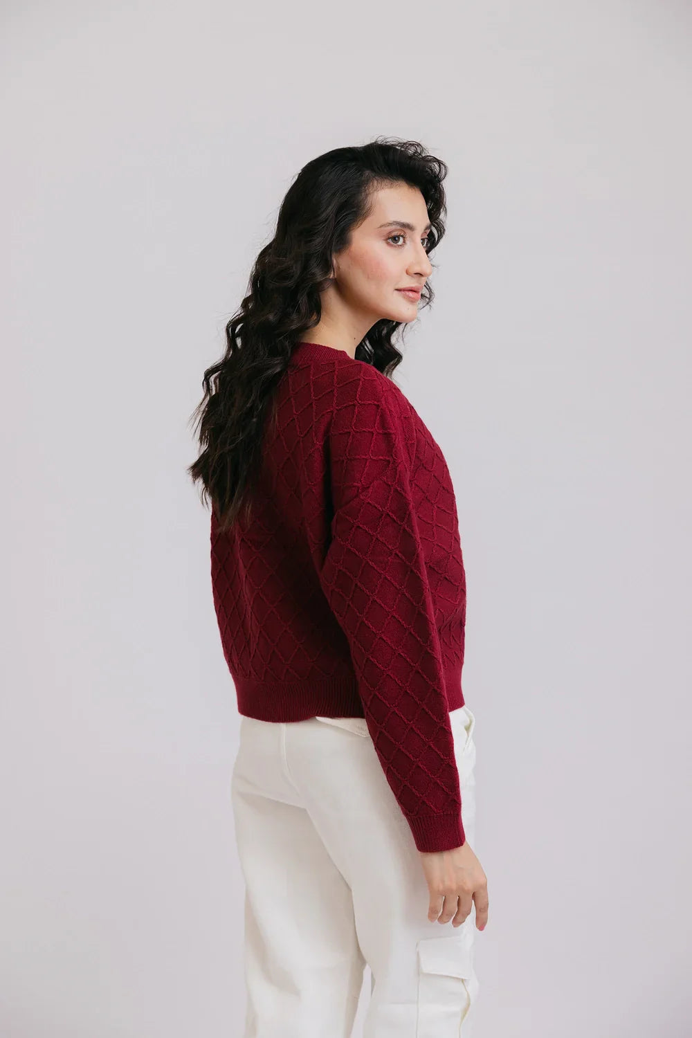 Picture of Ellena - Full Sleeves V-Neck Cardigan Sweater - Available at Raja Sahib