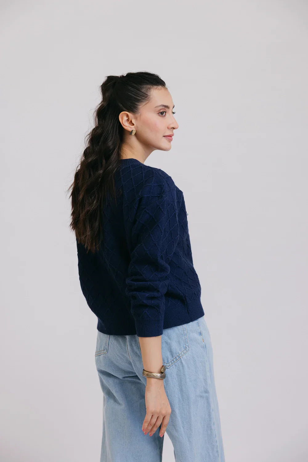 Picture of Ellena - Full Sleeves V-Neck Cardigan Sweater - Available at Raja Sahib