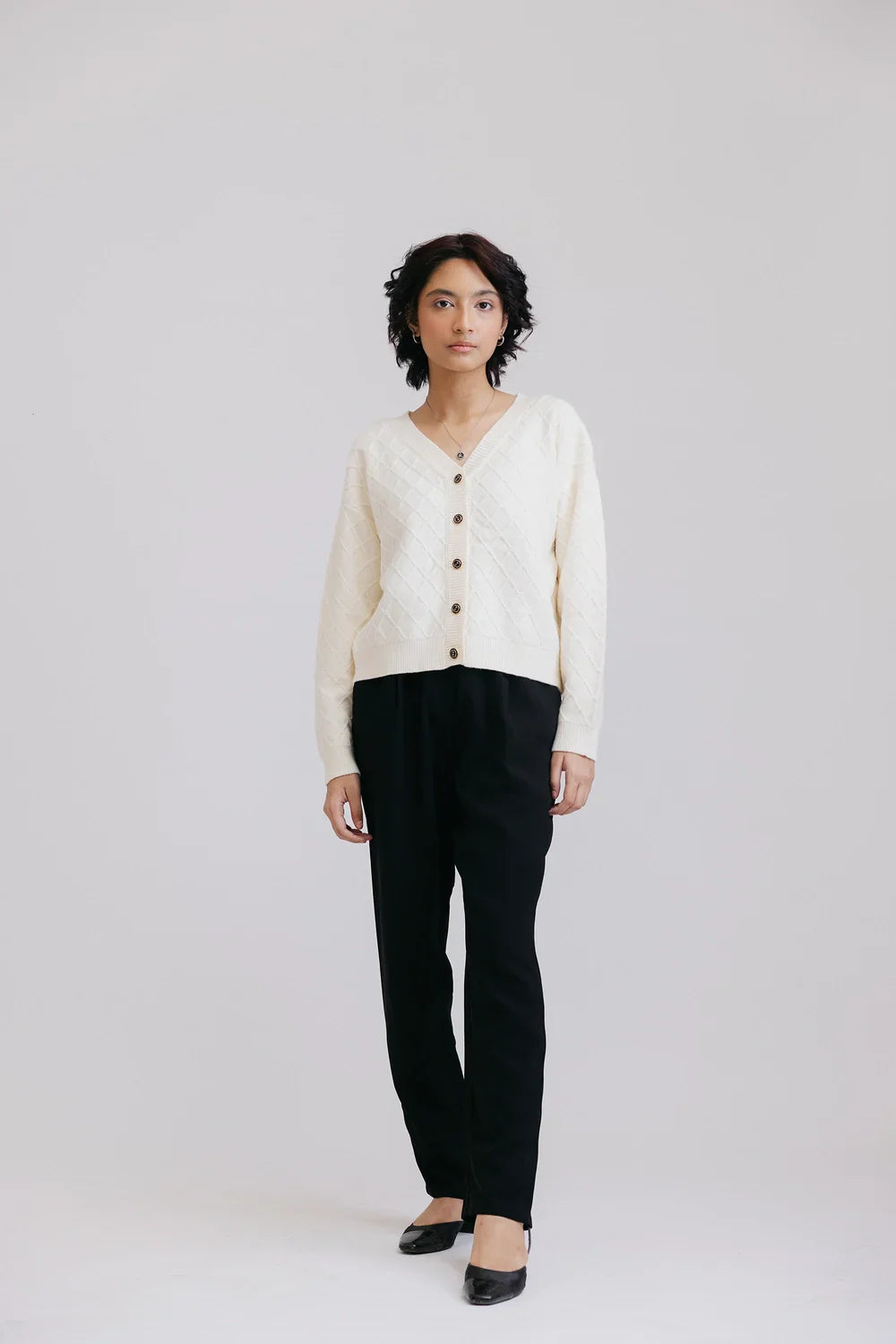 Picture of Ellena - Full Sleeves V-Neck Cardigan Sweater - Available at Raja Sahib