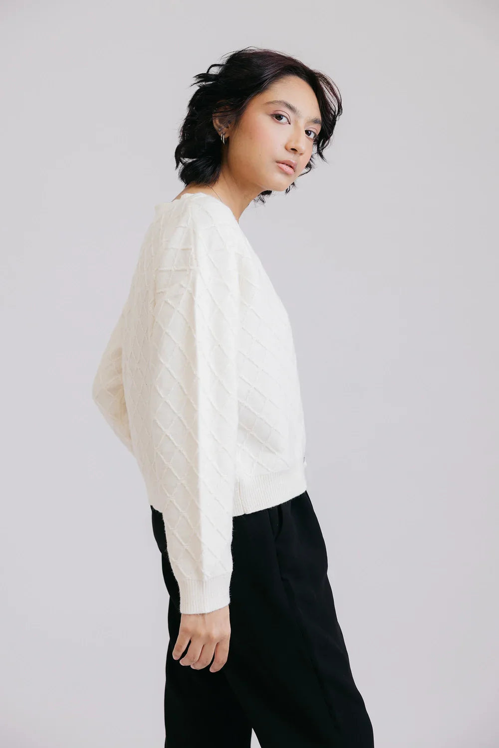 Picture of Ellena - Full Sleeves V-Neck Cardigan Sweater - Available at Raja Sahib