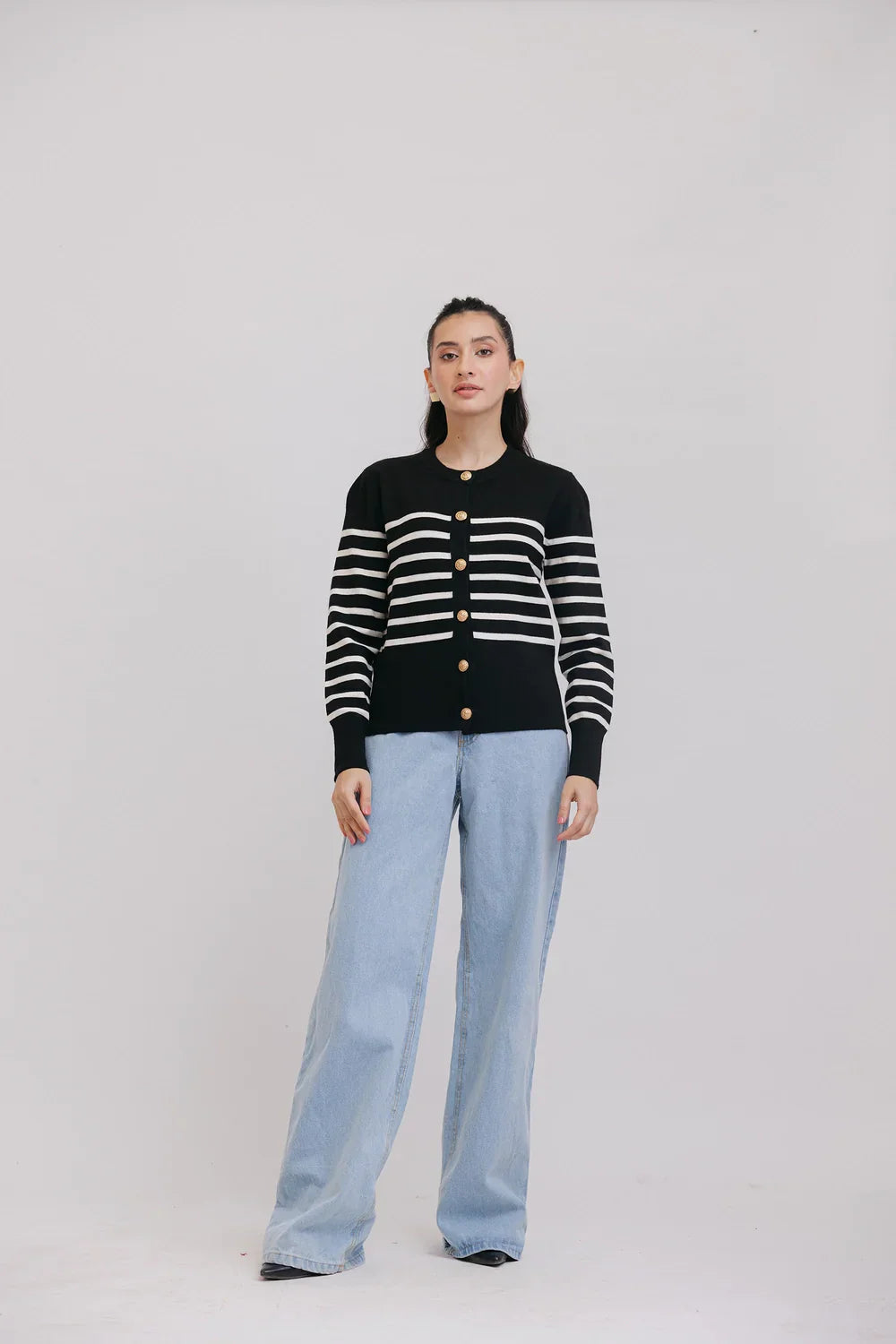 Picture of Ellena - Full Sleeves Round Neck Cardigan Sweater - Available at Raja Sahib