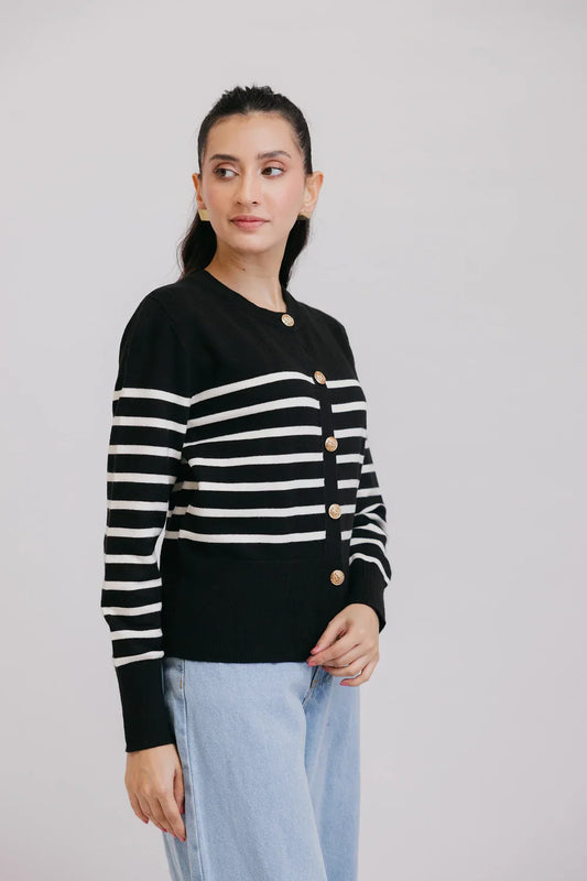 Picture of Ellena - Full Sleeves Round Neck Cardigan Sweater - Available at Raja Sahib