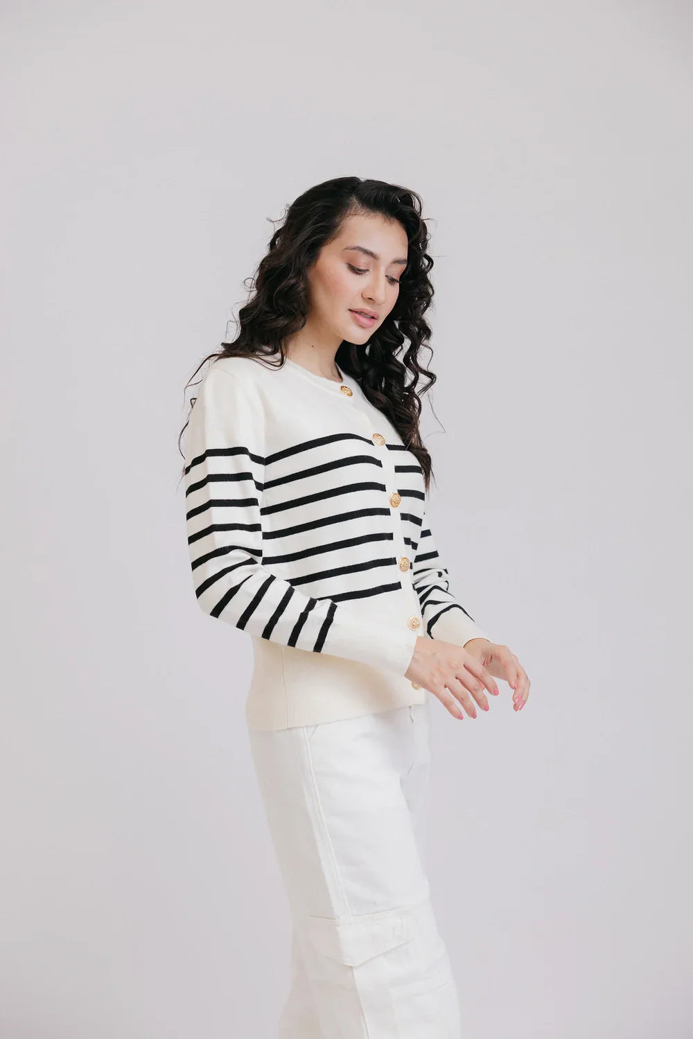 Picture of Ellena - Full Sleeves Round Neck Cardigan Sweater - Available at Raja Sahib