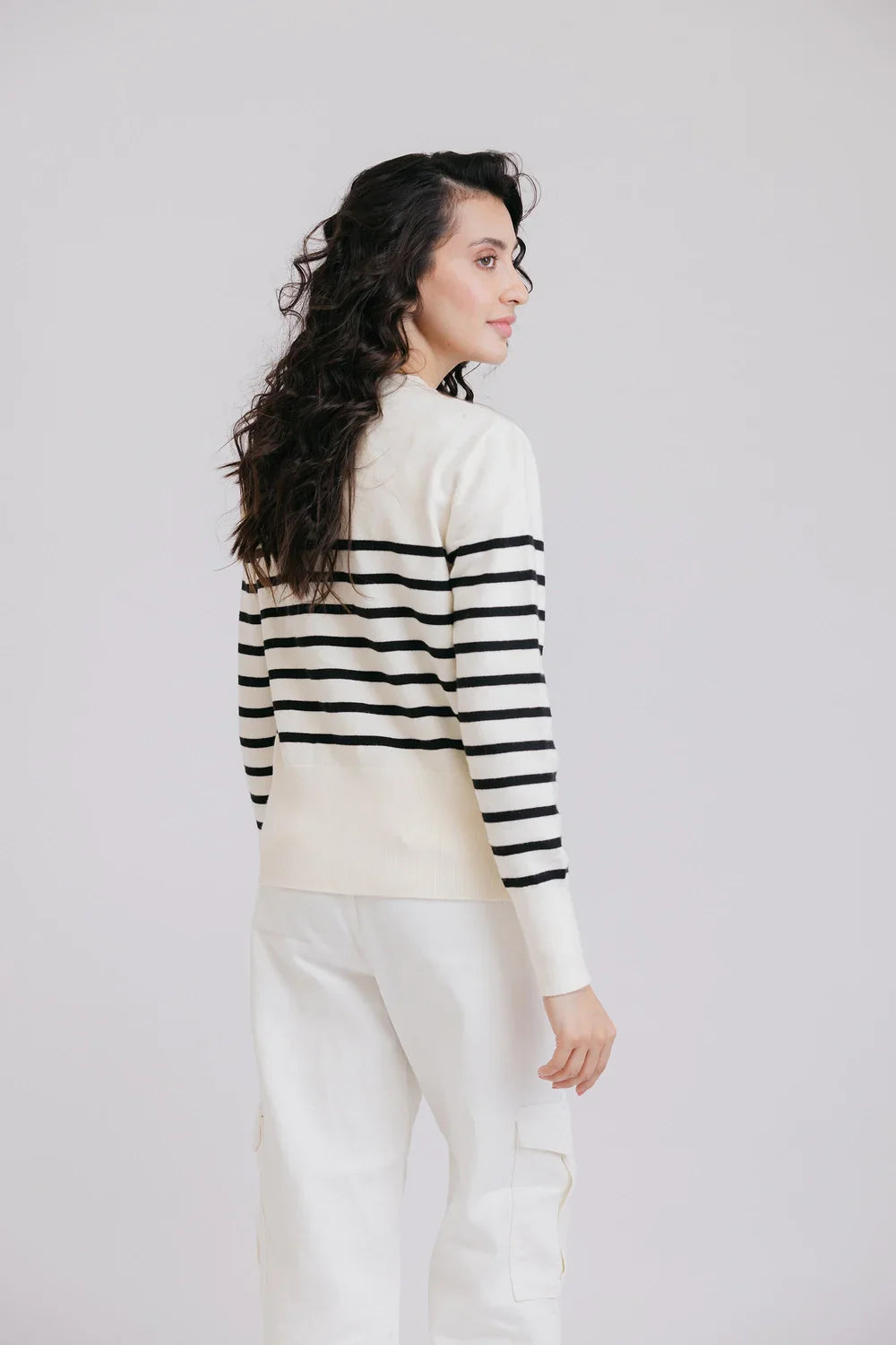 Picture of Ellena - Full Sleeves Round Neck Cardigan Sweater - Available at Raja Sahib