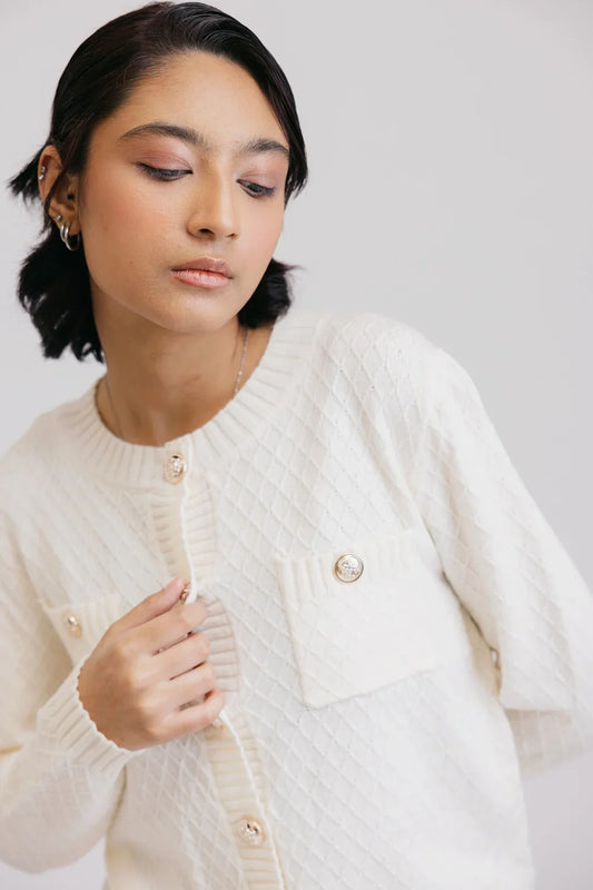 Picture of Ellena - Full Sleeves Round Neck Cardigan Sweater - Available at Raja Sahib