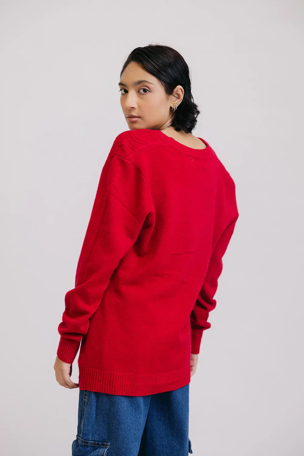 Picture of Ellena - Full Sleeves V-Neck Cardigan Sweater - Available at Raja Sahib
