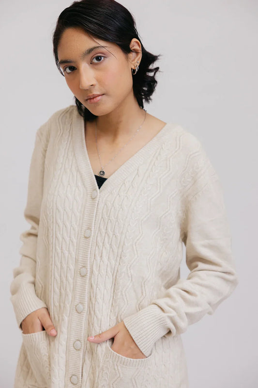 Picture of Ellena - Full Sleeves V-Neck Cardigan Sweater - Available at Raja Sahib