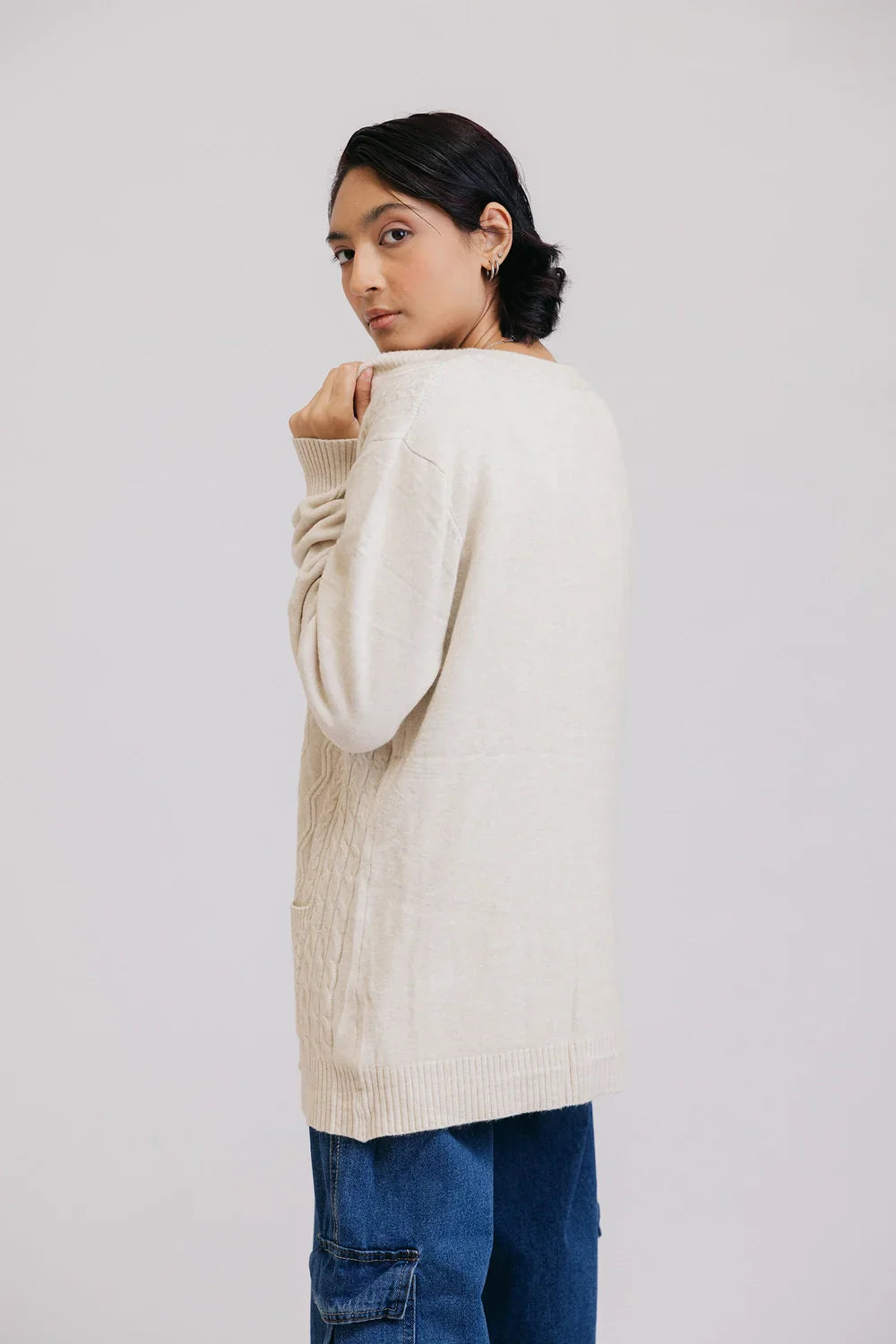 Picture of Ellena - Full Sleeves V-Neck Cardigan Sweater - Available at Raja Sahib