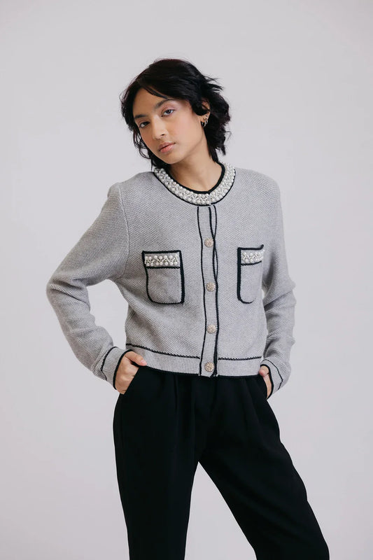 Picture of Ellena - Full Sleeves Round Neck Cardigan Sweater - Available at Raja Sahib