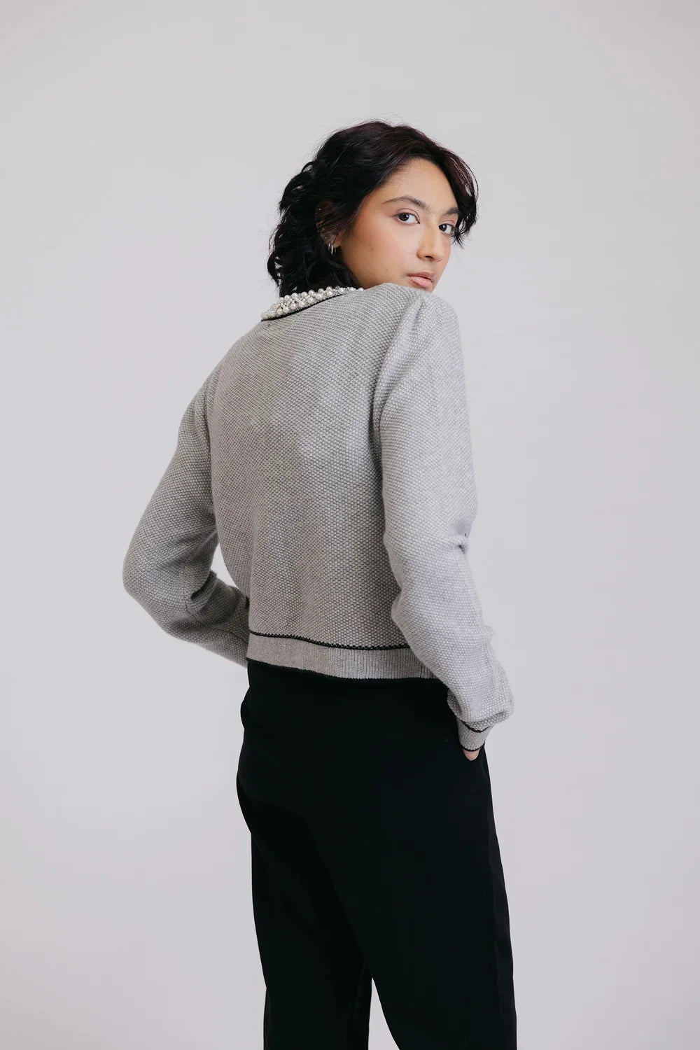 Picture of Ellena - Full Sleeves Round Neck Cardigan Sweater - Available at Raja Sahib