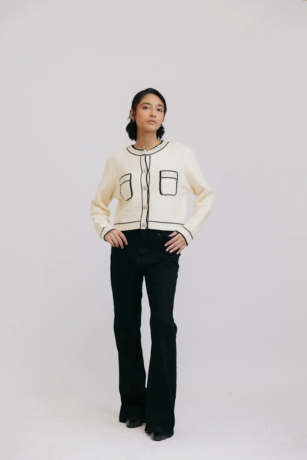 Picture of Ellena - Full Sleeves Round Neck Cardigan Sweater - Available at Raja Sahib