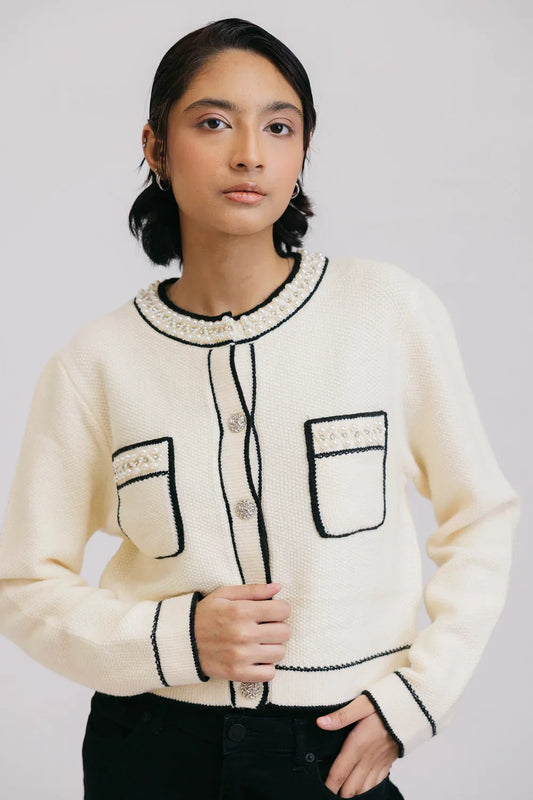 Picture of Ellena - Full Sleeves Round Neck Cardigan Sweater - Available at Raja Sahib